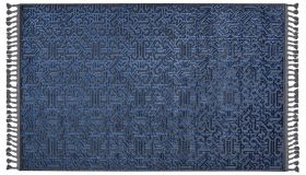 Covor de hol, Las Monte 3010, 100x300 cm, 60% bumbac;40% fibre acrilice, Gri/Albastru Marin