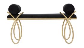 Bancheta Ribbon Black, Mauro Ferretti, 112.5 x 49 x 53 cm, fier/poliester