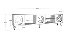 Comoda TV, Avva Home, Sinef, 180x45.7x29.5 cm, Alb / Antracit