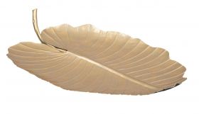 Platou decorativ Leaf, Mauro Ferretti, 35.5x23x2 cm, fier, auriu