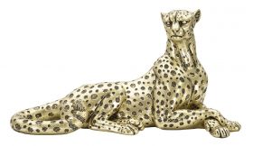 Decoratiune, Mauro Ferretti, Leopard, 27.3 x 10.3 x 13.9 cm, polirasina, auriu/negru