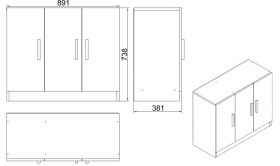 Dulap multifunctional, Locelso, Vario E, 89.1x73.8x38.1 cm, Stejar / Negru