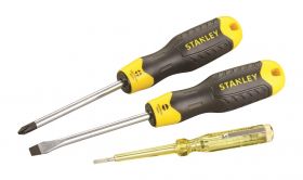 set 3 surubelnite cushion grip cu tester de tensiune, 0-65-012 stanley