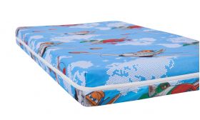 Saltea cu spumă poliuretanică Somnart Ortopedică 60x120, înălțime 10 cm, pentru bebeluși și copii, husă impermeabilă, fermitate medie, model aviator