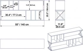 Comoda TV, Hadley, Termas, 140x64.4x29.5 cm, Aur/Alb