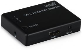 switch hdmi 3 intrari fullhd v1.3 cu telecomanda well