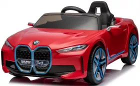 Masinuta electrica pentru copii, Bmw I4 70W 12V premium, scaun tapitat, roti EVA, bluetooth, culoare Rosu