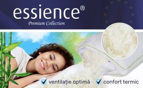 Perna 50x70 cm, Essience Premium Collection, husa satin bambus; umplutura fulgi memory si nanofibra extrafina; suport orto-cervical