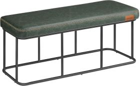 Bancheta Vasagle Ekho, 120 x 40 x 45 cm, max 300 kg, piele ecologica/otel, verde padure