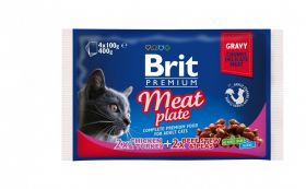 Brit Premium Multipack Meat Plate, 2 arome, pachet mixt, plic hrană umedă pisici, (în sos), 4 x 100g