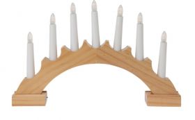 Decoratiune luminoasa Candle Bridge round, 41.5x5.5x25.5 cm, 7 LED-uri, lemn, maro