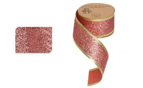 Panglica decorativa Glitter, 3.8x270 cm, poliester, roz inchis
