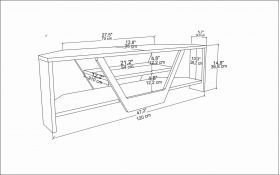 Comoda TV, Retricy, Sares, 120x35x36.8 cm, PAL, Alb/Negru