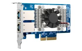 qnap Dual-port BASET 10GbE network expansion card; low-profile form factor; PCIe Gen3 x4; Aquantia AQC107 (QXG-10G2T)