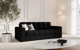 Canapea 2 locuri, Justin, Micadoni Home, BL, 162x90x72 cm, poliester, negru