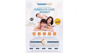 Saltea cu arcuri Somnomed Complete Care 4Family 180x200, înălțime 26 cm, spumă cu memorie, husa tratament antifungic, fermitate mediu-tare, sistem aerisire 3D