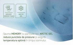 Saltea Argentum Therapy PLUS 90x200 cm, 14+6 Memory Arctic Gel, Husa cu ioni de argint, 7 zone de confort, Super Ortopedica, Anatomica