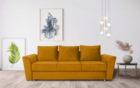 Canapea extensibila Ferrara, 232x97x75 cm, cu lada de depozitare, Mustard