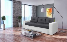 Canapea extensibila, Toledo, 226x90x86 cm, lada de depozitare, Alb/Antracit