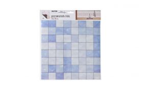 Autocolant decorativ Plaid, 30x30 cm, 8 piese, polipropilena, albastru