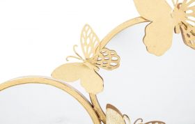 Decoratiune de perete Butterflies Mirror, Mauro Ferretti, 89.5x45.5 cm, fier, auriu