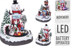 Decoratiune luminoasa cu functie de miscare Snowman festival, 10 LED-uri, 24.5 x 23.5 x 29 cm