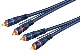 cablu audio 2x rca tata - 2x rca tata albastru 5m