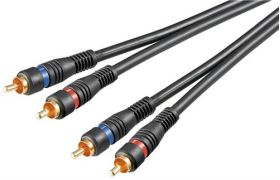 cablu audio 2x rca tata - 2x rca tata contacte aurite 10m goobay