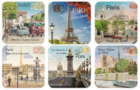 Set 6 suporturi pentru pahar - Paris Monuments | Cartexpo