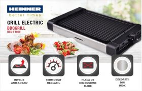 Grill electric, Heinner, 1800 W, 41x26 cm, negru