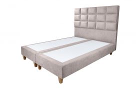 Pat matrimonial, Stockholm, Cubic E, 180x200 cm, saltea tip Pocket, topper memory, Taupe