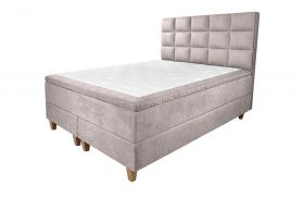 Pat matrimonial, Stockholm, Cubic E, 180x200 cm, saltea tip Pocket, topper memory, Taupe