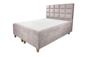 Pat matrimonial, Stockholm, Cubic E, 180x200 cm, saltea tip Pocket, topper memory, Taupe