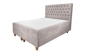 Pat matrimonial, Stockholm, Chester E, 140x200 cm, saltea tip Pocket, topper memory, Taupe