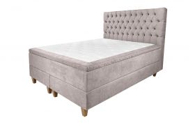 Pat matrimonial, Stockholm, Chester E, 140x200 cm, saltea tip Pocket, topper memory, Taupe