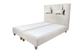 Pat matrimonial, Stockholm, Classic E, 140x200 cm, saltea tip Pocket, topper memory, Bej