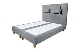 Pat matrimonial, Stockholm, Classic E, 140x200 cm, saltea tip Pocket, topper memory, Gri