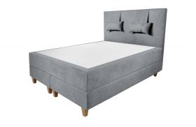 Pat matrimonial, Stockholm, Classic E, 140x200 cm, saltea tip Pocket, topper memory, Gri