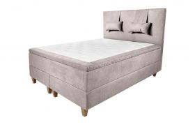 Pat matrimonial, Stockholm, Classic E, 140x200 cm, saltea tip Pocket, topper memory, Taupe