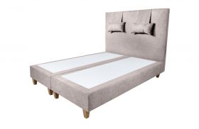 Pat matrimonial, Stockholm, Classic E, 140x200 cm, saltea tip Pocket, topper memory, Taupe