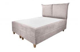 Pat matrimonial, Stockholm, Pillows E, 140x200 cm, saltea tip Pocket, topper memory, Taupe