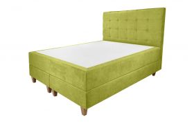 Pat matrimonial, Stockholm, Dots E, 160x200 cm, saltea tip Pocket, topper memory, Verde