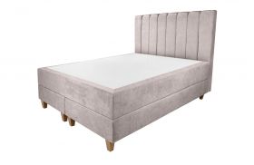 Pat matrimonial, Stockholm, Lines E, 160x200 cm, saltea tip Pocket, topper memory, Taupe