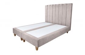 Pat matrimonial, Stockholm, Lines E, 160x200 cm, saltea tip Pocket, topper memory, Taupe