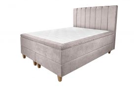 Pat matrimonial, Stockholm, Lines E, 160x200 cm, saltea tip Pocket, topper memory, Taupe