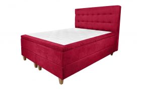 Pat matrimonial, Stockholm, Buttons E, 160x200 cm, saltea tip Pocket, topper memory, Rosu