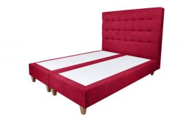 Pat matrimonial, Stockholm, Buttons E, 160x200 cm, saltea tip Pocket, topper memory, Rosu