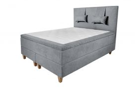 Pat matrimonial, Stockholm, Classic E, 160x200 cm, saltea tip Pocket, topper memory, Gri