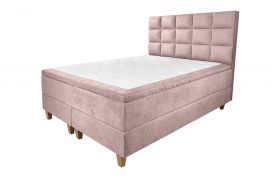 Pat matrimonial, Stockholm, Cubic E, 160x200 cm, saltea tip Pocket, topper memory, Roz pudra