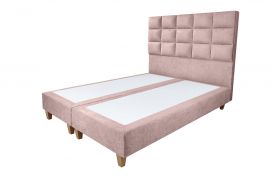 Pat matrimonial, Stockholm, Cubic E, 160x200 cm, saltea tip Pocket, topper memory, Roz pudra